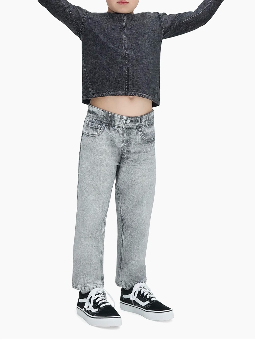 NWT Rag & Bone Mini Miramar Unisex Denim Wide Leg Icy Gray Sizes 3-4, 4-5